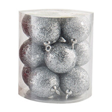 Silver Silver Glitter Christmas Ornaments Shatterproof For Tree Decorations With Hanging Rings And Festive Appeal