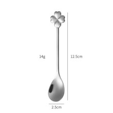 1 stuk, roestvrijstalen lepel met klavertje vier, lepel met rozenvleugels, taart- en dessertlepel, roerlepel voor honing en koffie