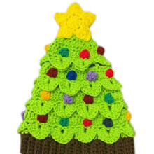Bonnet de Noël unisexe tricoté avec motif sapin et barbe, pour enfants et adultes, idéal pour rester au chaud en hiver.