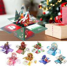 3D Pop Up Christmas Card Handmade Gift Box with Envelope