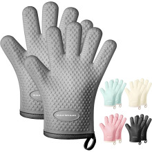 Gants de cuisine en silicone MAD SHARK, résistants à la chaleur jusqu'à 230 C, imperméables et antidérapants, doublés de coton, compatibles