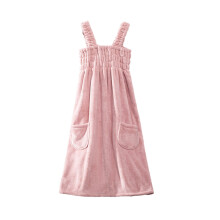 Bata de baño de felpa, falda de baño ponible, toalla de baño con tirantes, bata de baño con bolsillo, falda de baño suave, bata de baño
