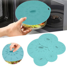 Lot de 5 couvercles en silicone KULOKHUI, protection anti-éclaboussures pour micro-ondes, couvercles à ventouse réutilisables pour tasses et bols,