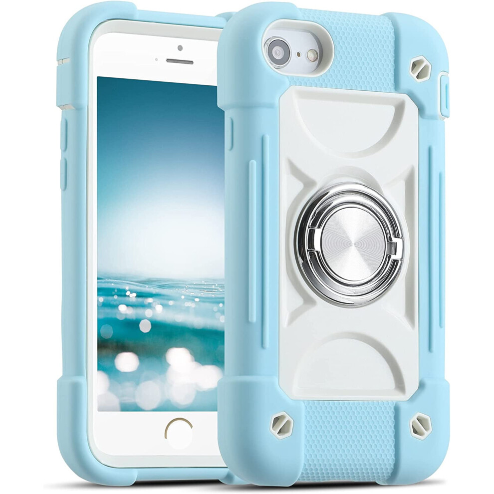 Ice 4.7" Military Shockproof Case With Ring StandâCompatible With Iphone Se3, Se2, 6, 6S, 7, 8 Blue 9402001238139