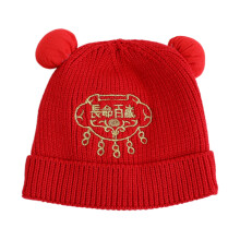 Gorro rojo con temática china para bebé, gorro suave de invierno para niño o niña, gorro de punto de ganchillo.
