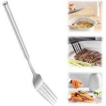 Tenedor extensible para barbacoa 2025 Tenedores extensibles de acero inoxidable para frutas, postres y cenas. Utensilio de cocina para el hogar y uso