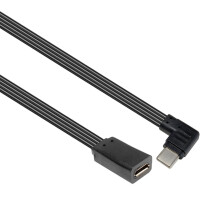 Cabo adaptador USB para Tipo C flexível e compacto com ângulo de 90 graus, ideal para dispositivos de jogos e eletrônicos.
