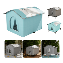 Cat House Outdoor Weatherproof Blue Small