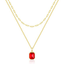 Vergulde gelaagde ketting voor dames, 18k verguld, smaragdgroene choker