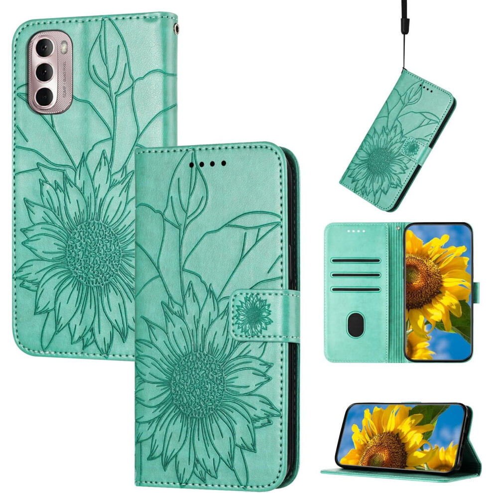 Sunflower Leather Wallet Case For Moto G Stylus 5G 2022 – Magnetic Closure, Kickstand, Card Holder, Shockproof 9377112545844