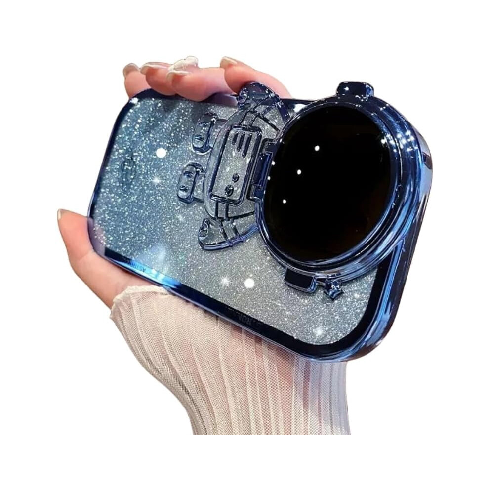 Electroplated Flip Astronaut Case With Invisible Stand & Gradient Glitter, Protective Lens DesignâCompatible With Iphone 15/14/13/12/11 Pro 9377112547213