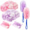 100 count Duster Refills Compatible with Dusters Disposable Replacement Thickened with 1 Handle for Cleaning, Office (Purple and ) 1