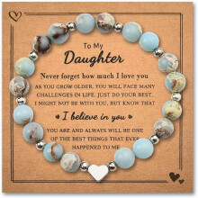Sister Daughter Christams Birtshat Gifts for Women Natural Stone Beaded Bracelet Long Distance Gifts for Sisters Daughters