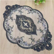 2-Piece Vintage Oval Lace Table Placemats, Exquisite Flower Cotton Embroidered Doilies Vase Mat, French Crochet Doilies, 12 X 17 Inch