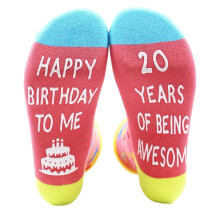 Cotton Birthday Socks with Blessing Letters for Women and