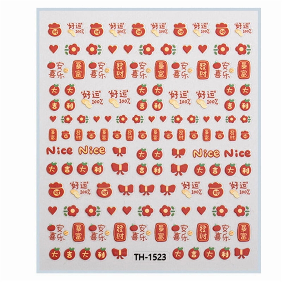 1 Sheet Chinese New Year Nail Stickers with Cartoon Designs Festival Nail Accesories Nail Decals for DIY Nail Art