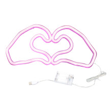 Purple Purple Led Heart Shaped Neon Light For Valentine'S Day Mood Home Decor Romantic Atmosphere Lighting Usb Battery Powered