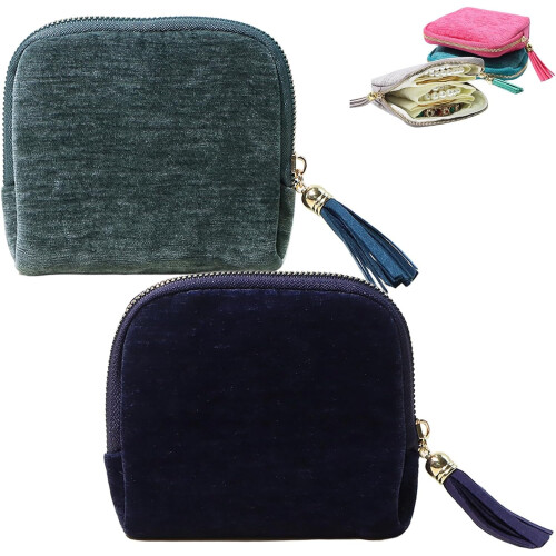 Jewelry Organizer Pouch Zippered Multi-Compartment Green