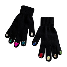 Rhinestone Gloves Black Korean Style Winter Knitting Gloves