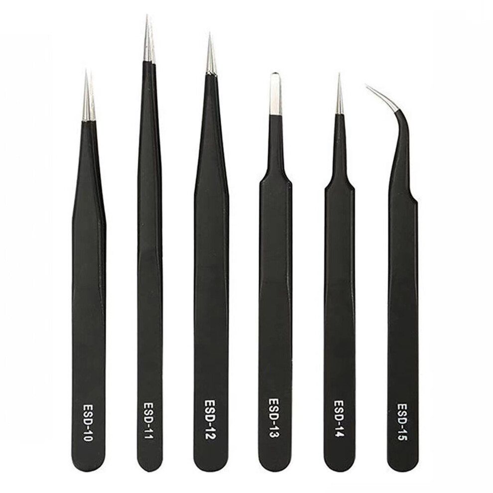 Precision Anti-Static Tweezers Set, 6-Pc Stainless Steel Repair Kit For Watch & Soldering Â Compatible With Precision Work 9027700546929