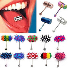 Unisex Cool Punk Hammer Shape Vibrating Tongue Bar Stud Body Piercing Jewelry