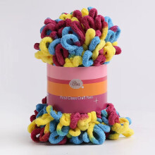 Chenille Loop Yarn – Puffy, Chunky, Soft & Light for DIY Finger Knitting & Hand Weaving (1 Roll, 26ft)