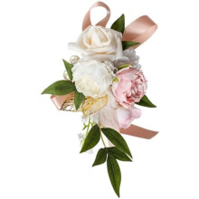 Artificial Flower Shoulder Corsage for Bride Bridesmaids Wedding Party Ceremony Anniversary Prom Suit-Pink+Champagne+White (1pc)