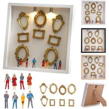 DIY Mini Museum Silhouette Box with Gold Frames – Photo & Family Memory Display Case, Compatible with Mini Figurines