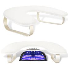 Upgraded 10 Inclined U-Shaped Nail Arm Rest Stand with Aluminum Alloy Holder & Non-Slip Base – Compatible with Nail Tech Tools