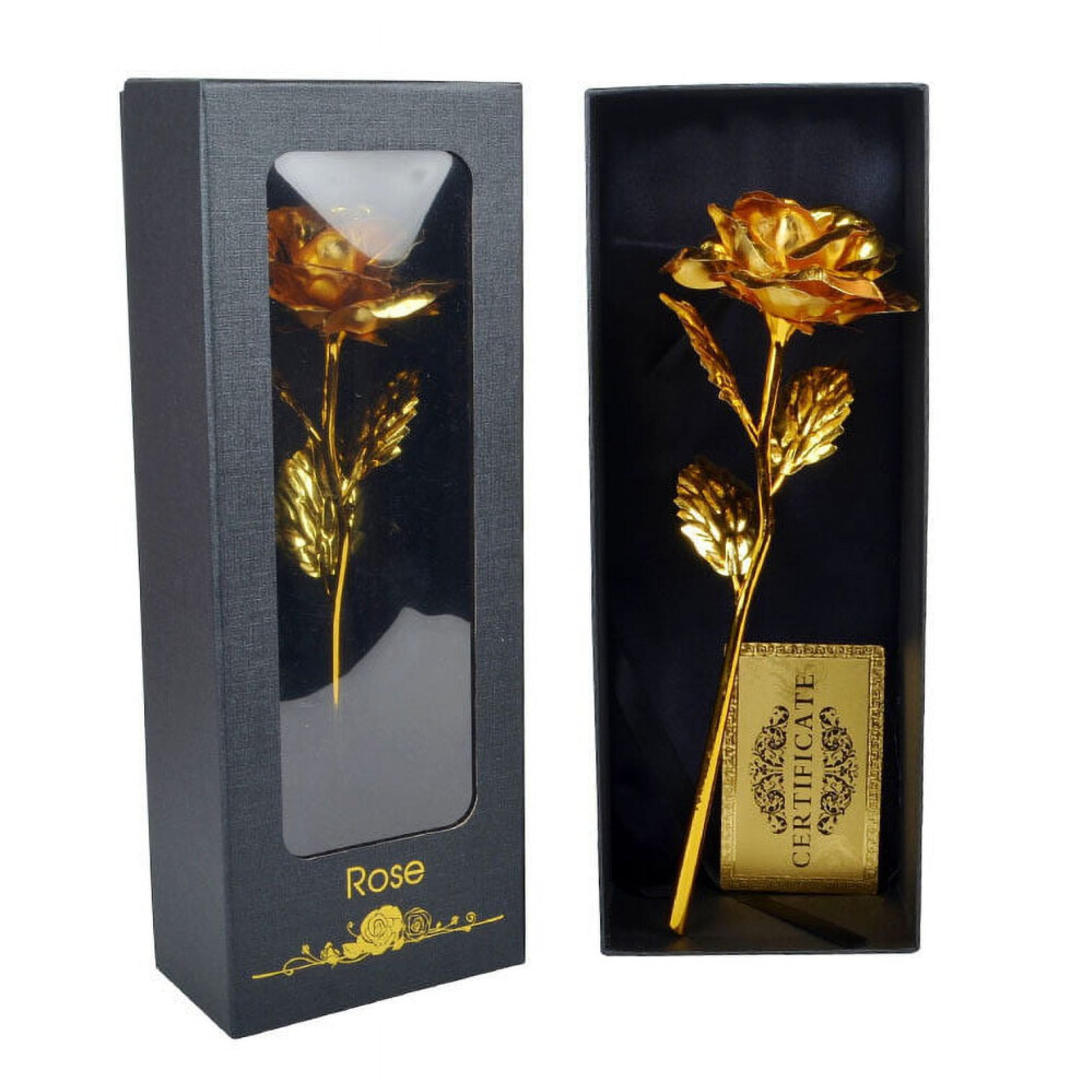 Dipped Rose, Long Stem 24K Dipped Real Rose Lasted Forever With Stand, Gifts For Mom, Mothers-Day Anniversary Gifts For Her ( ) Gold/Black