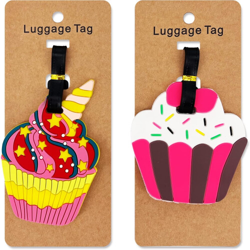 Cute silicone luggage tags for suitcases 2-pack