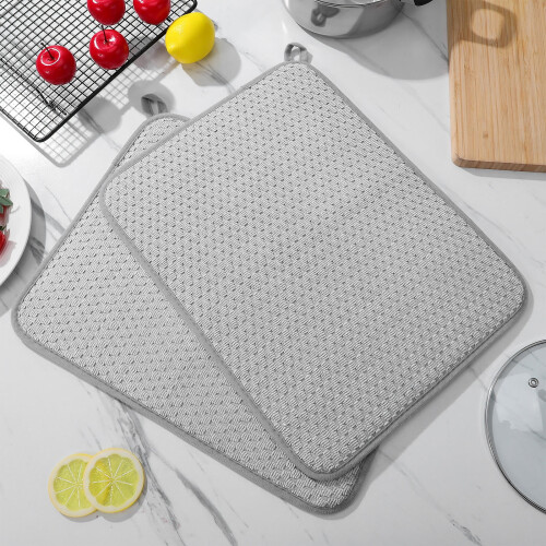 Drain Mats for Kitchen Counter Microfiber 2 Pcs