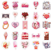 50 Pcs Valentine's Day Stickers for Kids Love Sticker, for Teens Girls Adults Scrapbook Laptop Water Bottle, Pink Heart Shape,AS SHOW