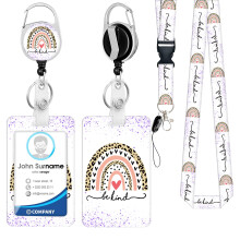 Be Kind Rainbow ID Badge Reel Lanyard with Carabiner and