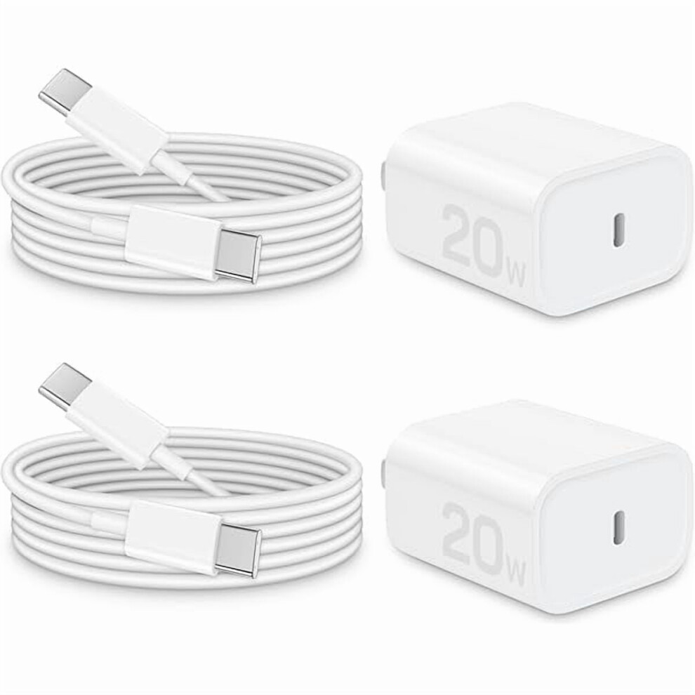 20W Pd Fast Charger Block With 6Ft Usb-C Cable 2-Pack 913466145348