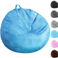 Washable Ultra-Soft Corduroy Stuffed Animal Storage Bean Bag Chair Cover (No Filler), Compatible with Plush Toy Organization