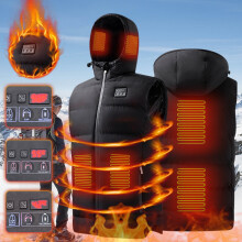 USB Heated Vest for Men and Women, 6-Zone Carbon Fiber Infrared Warming Jacket with 3 Temperature Settings for Outdoor Activities(Black-Xxxxxl)