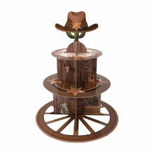 Présentoir à gâteaux en papier en forme de roue de cowboy pour les fêtes d'anniversaire d'enfants