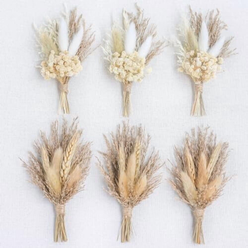 Mini bouquet de fleurs séchées grises (6 pièces)