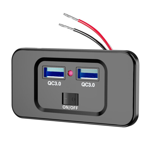 Πρίζα USB για RV, επιτοίχια τοποθέτηση 12V, διπλή θύρα 72W