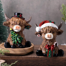 Figurine de vache des Highlands pour Noël, statue en résine, 1 pièce
