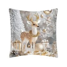 Housses de coussin dorées de Noël 45 x 45 cm, décoration de luxe pour les fêtes