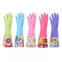 1 Pairs Rubber Cleaning Gloves, Household Kitchen Dishwashing Gloves with Cotton Flocked Liner, Long Cuff 15 Inches, Reusable, Non-Slip