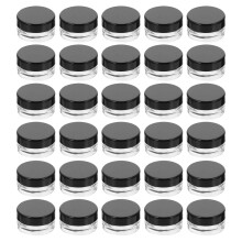 110Pcs Plastic Refillable Cream Jars Travel Cosmetics Storage Black