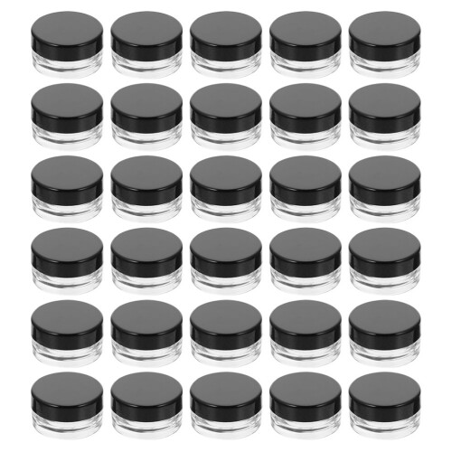 110Pcs Plastic Refillable Cream Jars Travel Cosmetics Storage Black