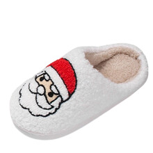 Pantuflas navideñas de interior para niños, cálidas y suaves, con bordado de Papá Noel, para niños y niñas, ligeras, con suela suave, calzado