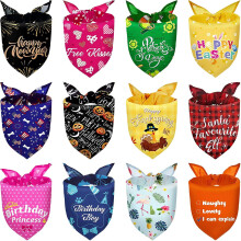 12 st hundbandanas för Halloween, Thanksgiving, jul – Medium halsduk för husdjur, kompatibel med katter och hundar