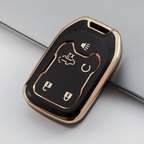 Conjunto de 2 capas para chave de carro com borda dourada para Yukon Sierra.
