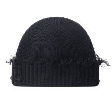 Trendige, zerrissene Strickmütze, weiche Unisex-Streetwear-Skull-Mütze, bequeme Wintermütze für Street Fashion