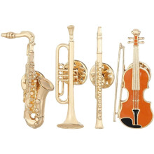 4 Vintage musikkinstrumentbrosjer – Jakkeslagsnåler i legering